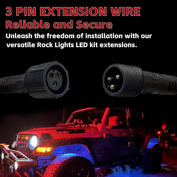 4 PCS 4FT 3 Pin RGB Rock Light Extension Wire, Design - Image 4