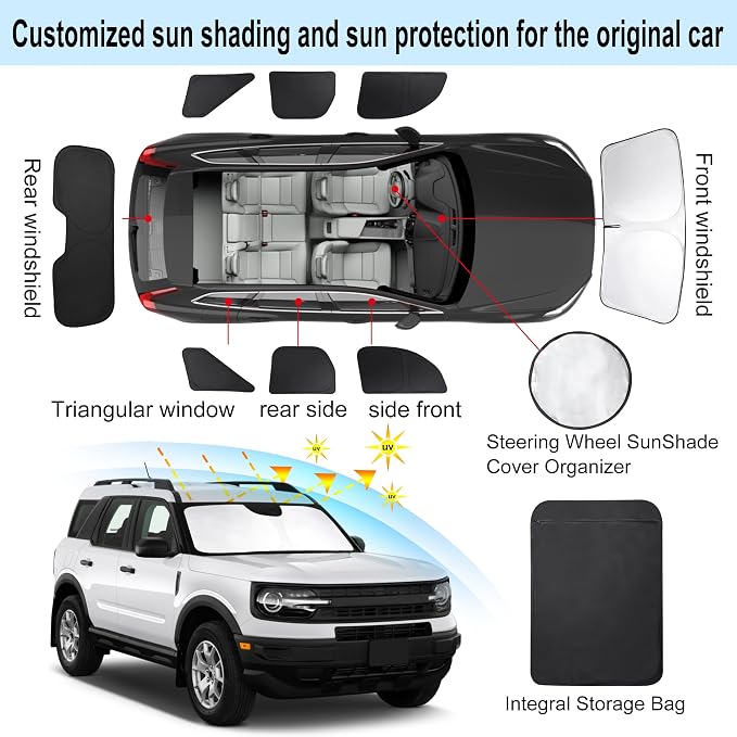 TINGLU Window Shades for Ford Bronco Sport 2021-2024 2025 Accessorie Car Side - Image 3
