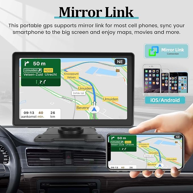 7 Inch Protable Apple Carplay Car Screen, Wireless Android Auto Dash Mount - Image 4