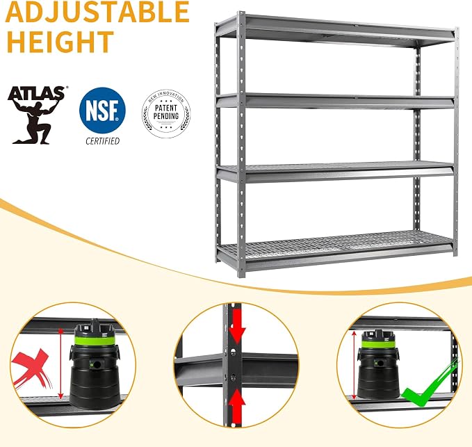 The Atlas 72" W Metal Garage Shelving Unit Load 12000 Lbs, Heavy Duty Storage - Image 5
