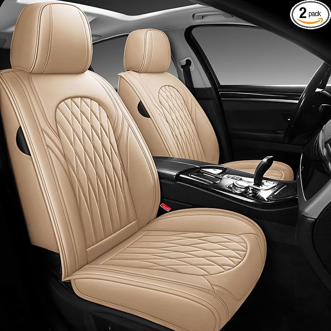 WELLDO Car Seat Covers Front Seats, Leather Seat Covers by WELLDO