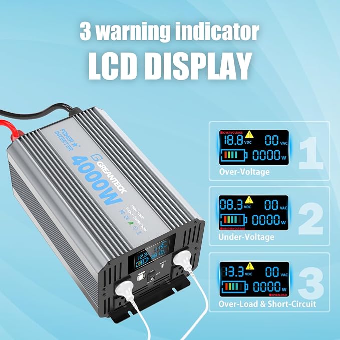 4000 Watt Modified Sine Wave Inverter, 12V Power Inverter, Four 110 / 120V DC - Image 6
