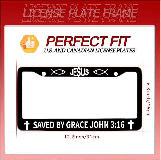 John 3:16 Jesus License Plate Frames Round Hole Personalise License Plate Frame - Image 6