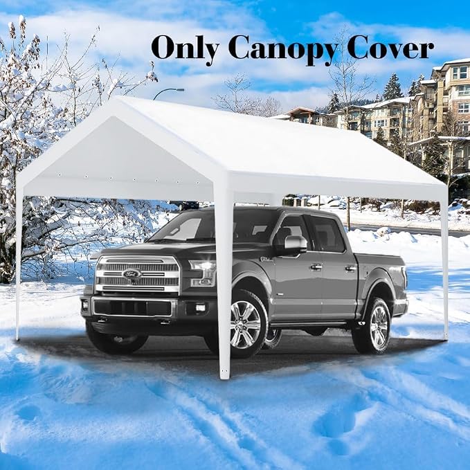Rutile 10 x 20 FT Carport Replacement Cover, Heavy Duty Car Tarp Canopy Tent - Image 5