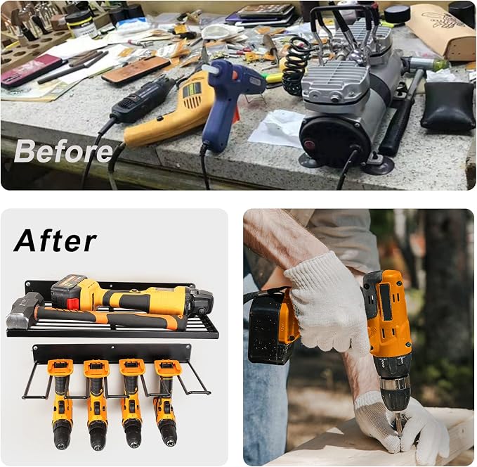 Power Tool Organizer with Charging Station, Drill Holder Wall Mount, Garage - Image 6