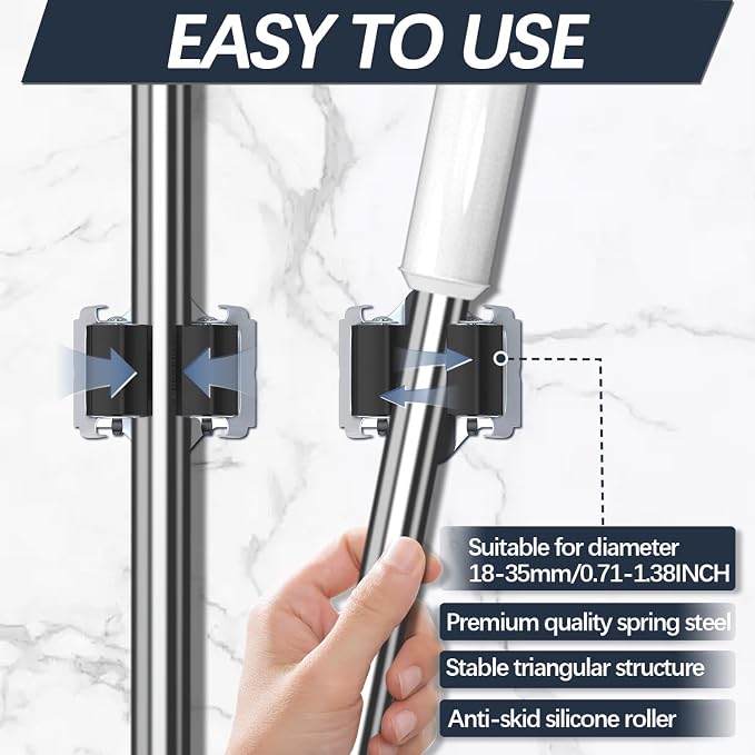 3-H Mop and Broom Holder Wall Mount 25 Pack, Broom Hanger Wall Mount - Image 4