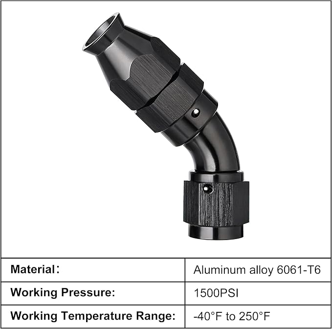 EVIL ENERGY 4AN 45 Degree PTFE One Piece Full Flow End Hose Fitting Aluminum - Image 3