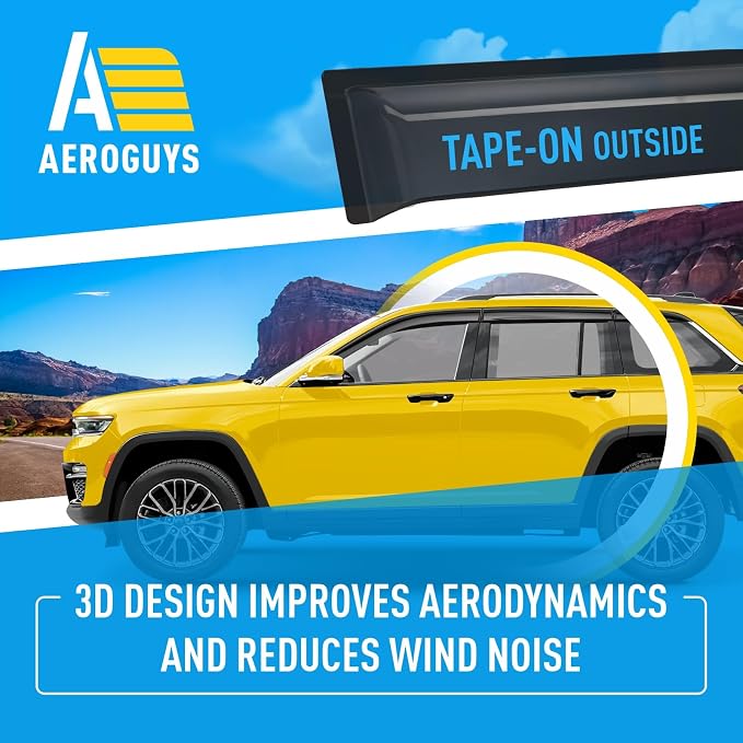Extra Durable Window Deflectors Tape-On Window Visors Rain Guards Fit - Image 5
