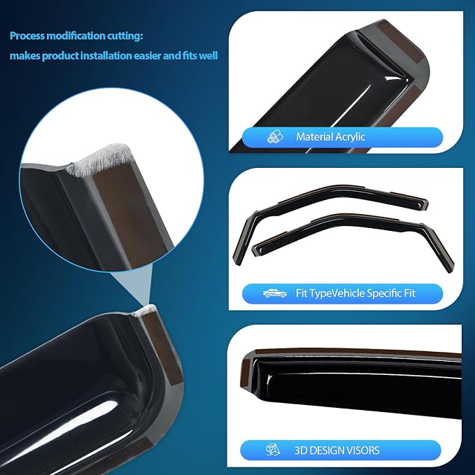Nilight in-Channel Rain Guards for Ford F150 2021 2022 2023 2024 Regular - Image 2