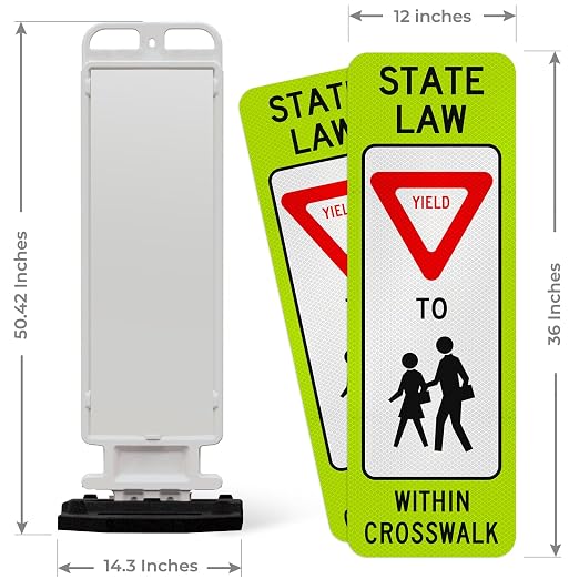State Law Yield for Pedestrian in Crosswalk R1-6a MUTCD Sign, Double Sided 3M - Image 3