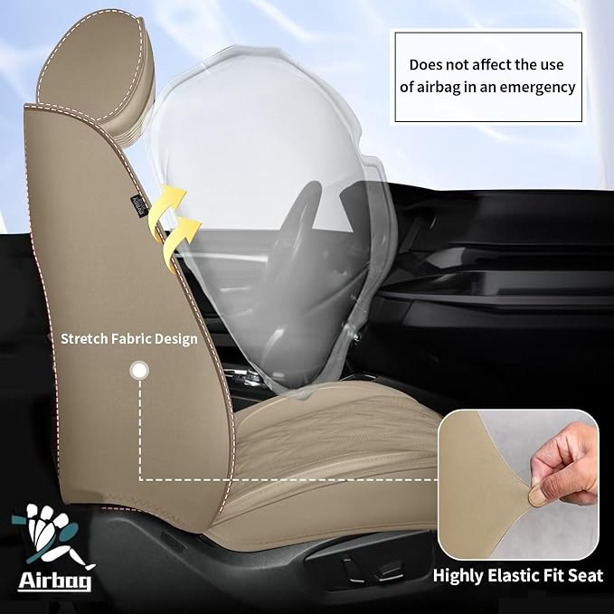2 Front Car Seat Covers Fit for Toyota Camry 2012-2025: Faux Leather Automotive - Image 3