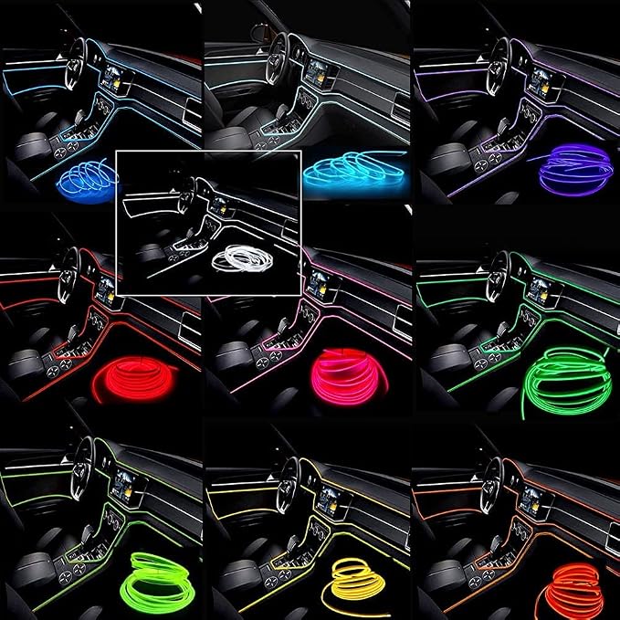El Wire Blue Interior Car LED Strip Lights, 3M Neon Wire USB 5V - Image 2