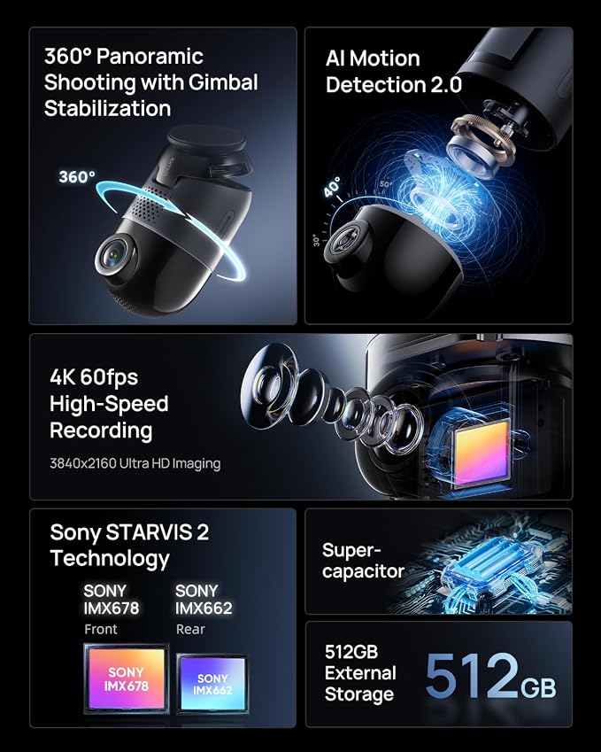 70mai Dual Dash Cam Front and Rear 4K, Car Camera - Image 9