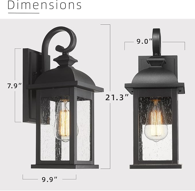FEMILA 21" Outdoor Wall Light Fixture, 2 Pack Modern Outdoor Wall Sconce - Image 2