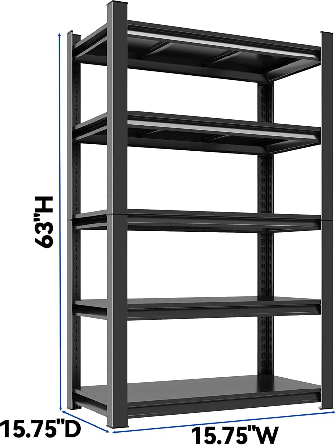 63"H Garage Shelving Heavy Duty Rack, 3000 LBS Extra Large Capacity 5 Tier - Image 2