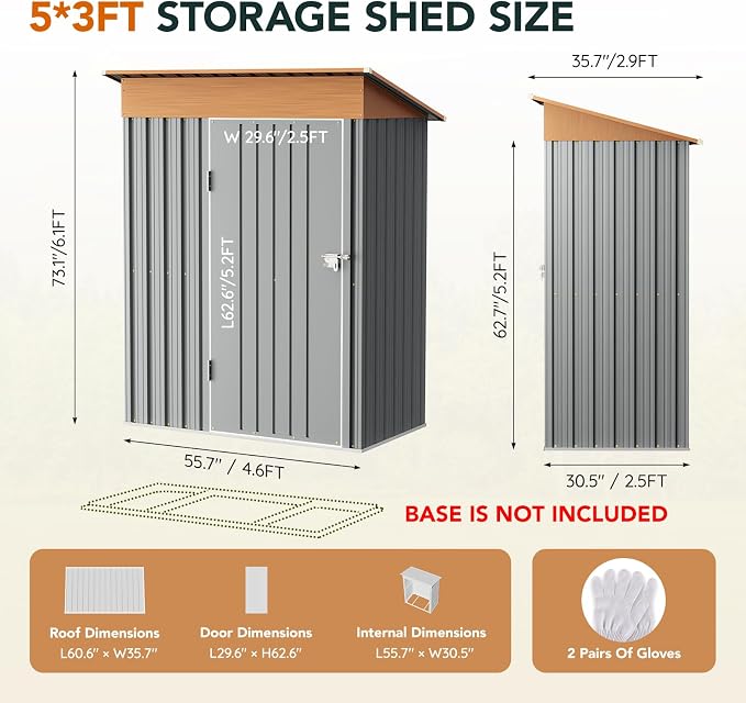 5x3FT Multi-Used Shed & Outdoor Storage Shed - Image 6