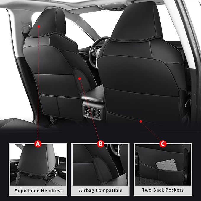 MIROZO Rav4 Seat Covers Full Set, Waterproof Car Seat Covers Faux Leather Seat - Image 3