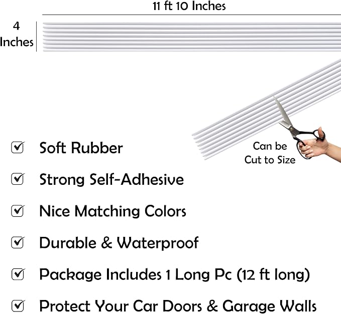 Rubber Bond Garage Wall Protectors - 4in x 12ft Strong Self-Adhesive Rubber - Image 2