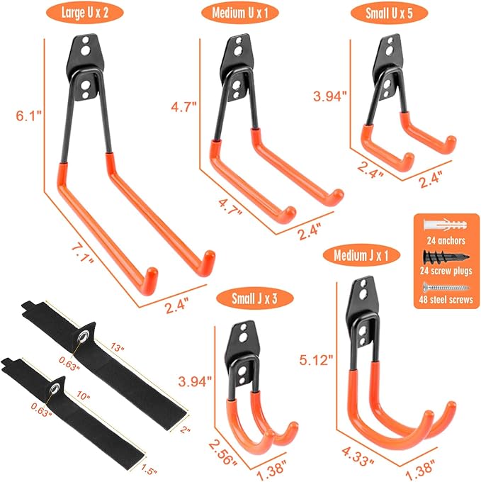 Garage Hooks Heavy Duty 14 Pack, Steel Garage Storage Hooks, Tool Hangers - Image 2