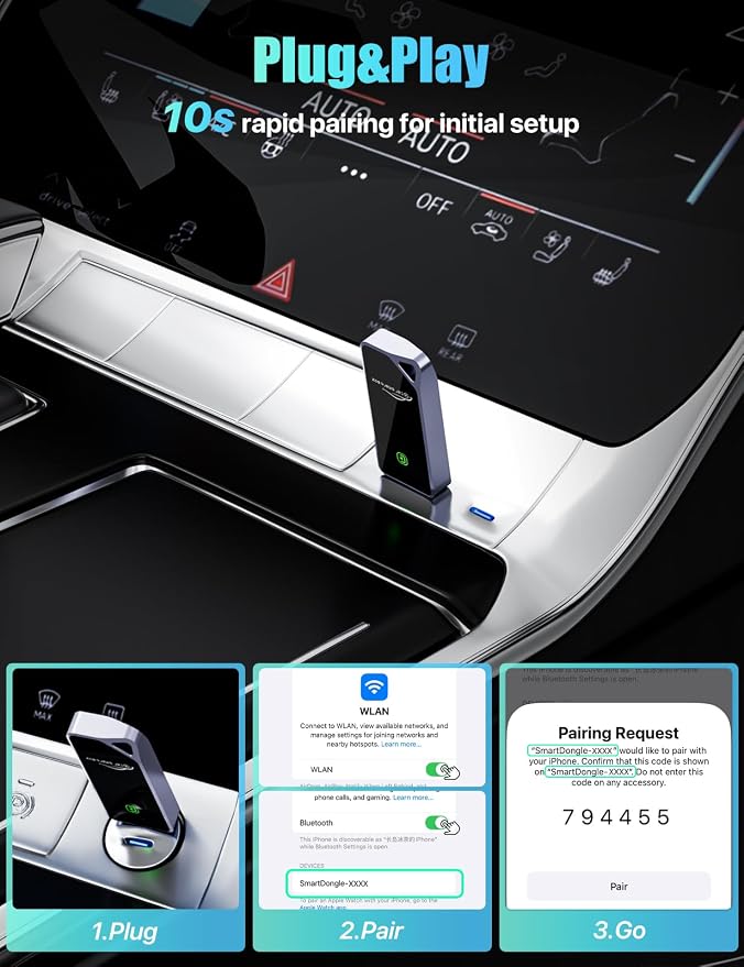 ZIUMIER Wireless CarPlay Adapter, Convert OEM Wired to Wireless CarPlay Dongle - Image 4