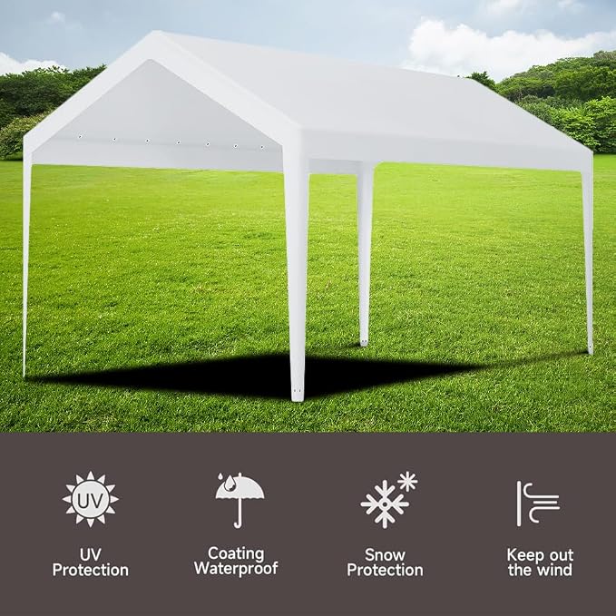 Rutile 12 x 20 FT Carport Replacement Cover, Heavy Duty Car Tarp Canopy Tent - Image 5