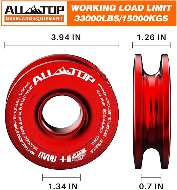 ALL-TOP Recovery Ring 66000 LBS Winch Snatch Towing Ring, Tackle Pulley System - Image 2