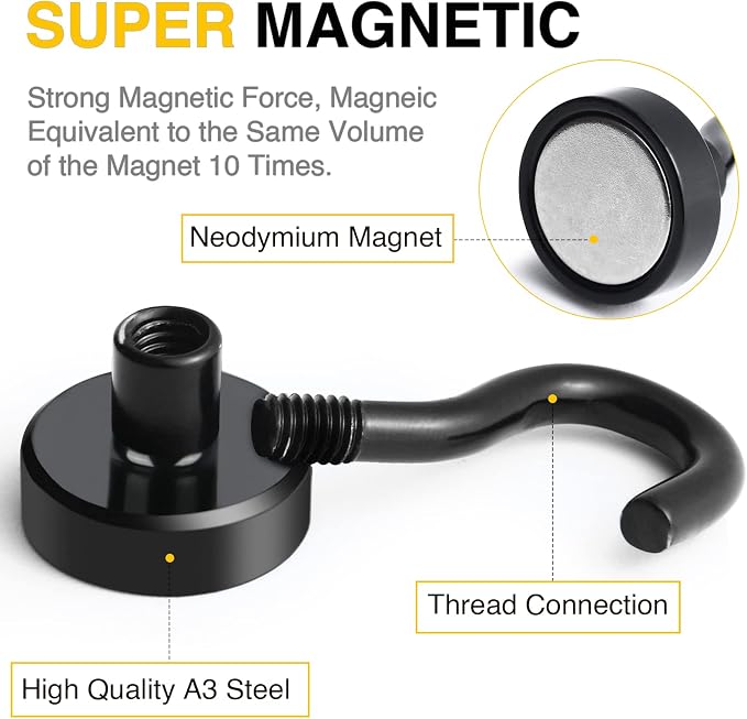 DIYMAG Magnetic Hooks, 30Lbs Facilitate Hook Neodymium Magnet Hooks - Image 3