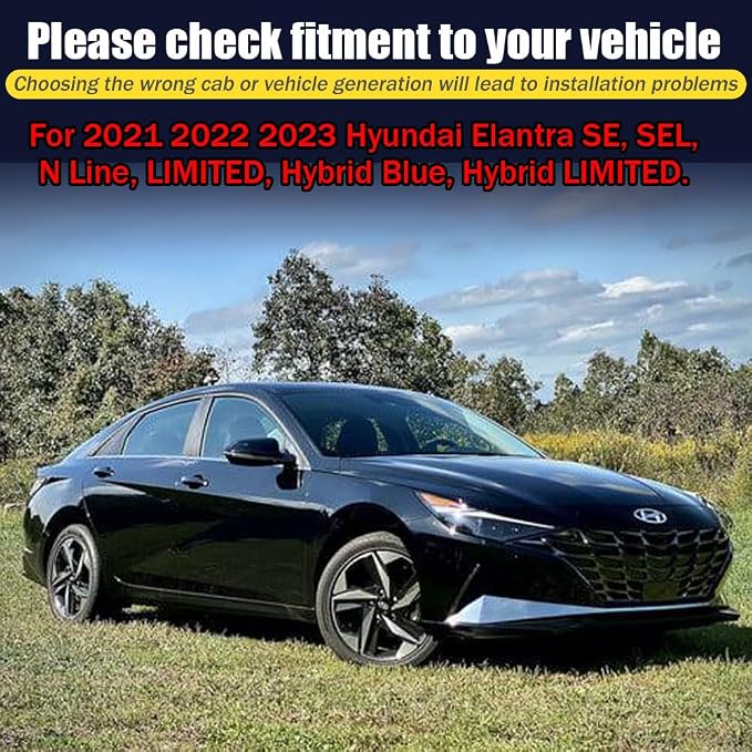 Rain Guards for Hyundai Elantra 2021 2022 2023, Tape-on Side Window Deflectors - Image 6