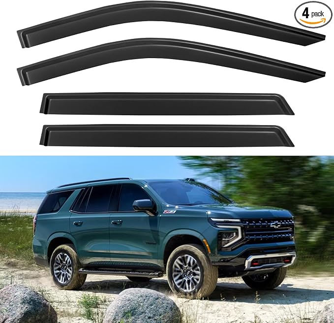 Window Visors Rain Guards for 2021 2022 2023 2024 2025 Chevy Tahoe, Out-Channel by YQAUTEC