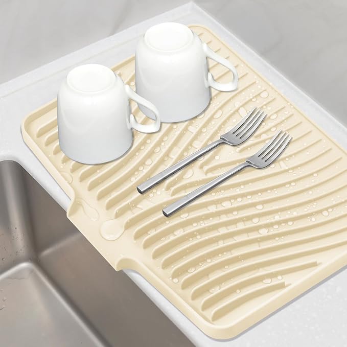 Silicone Dish Drying Mat for Kitchen Counter, Dish Drying Pad, Non-Slip Drain by TIKNIKHomeOutdoor