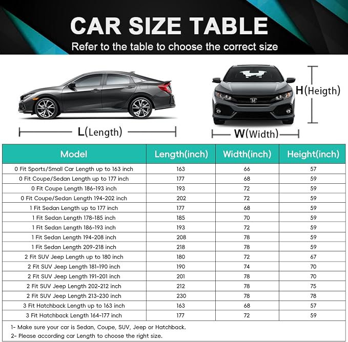 16 Layers Car Cover for Sports Coupe Small Car Waterproof All Weather, - Image 6