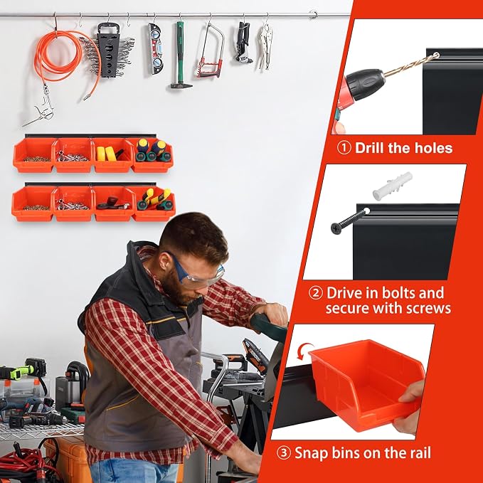 Screw Organizer Wall Mount Hardware Organizer Garage Storage Bins Box Small - Image 7