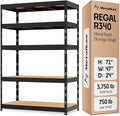Storage Shelves: 5 Storage Shelves Heavy Duty w/ 3, 750 lb Total Load Capacity by Metalkas