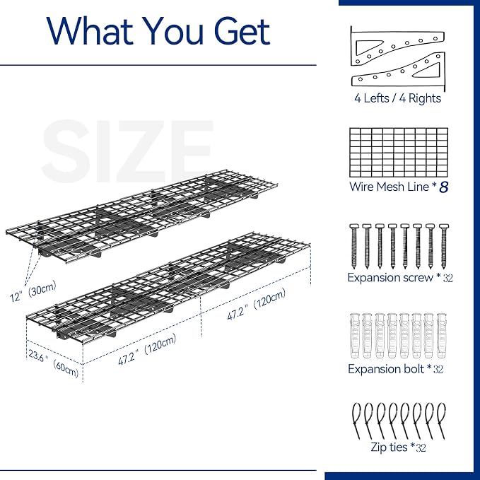 4-Pack Garage Wall Shelving, 2x4ft Walls Shelf Storage Rack, Sturdy Walls - Image 9