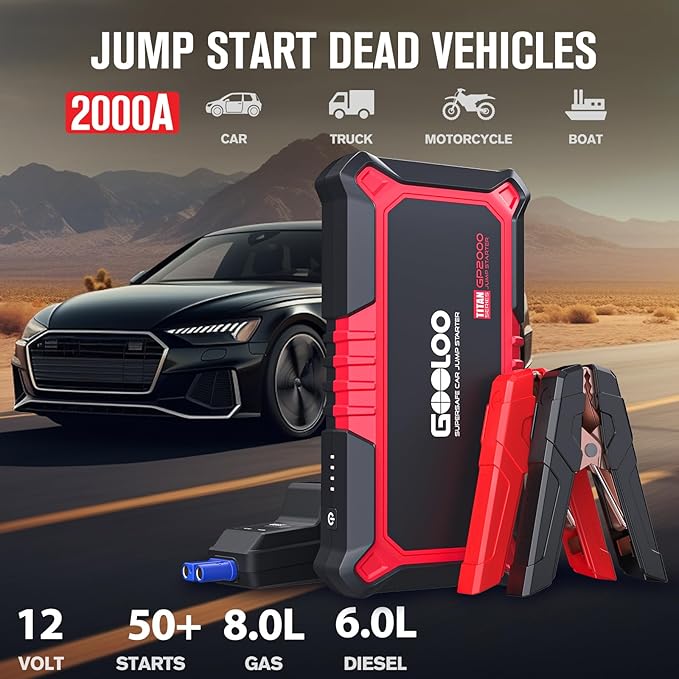 GOOLOO New GP2000 Jump Starter, 12V 2000A Car Jumper Starter, SuperSafe - Image 2