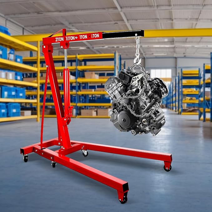 Engine Hoist 2 Ton Folding Cherry Picker Engine Hoist, Heavy Duty Alloy Steel - Image 6