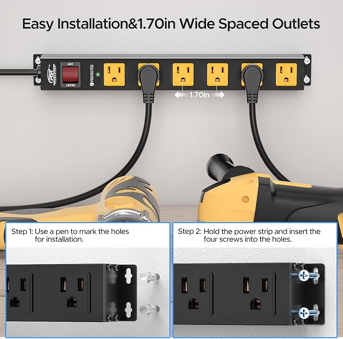 CRST 6 Outlet Surge Protector Power Strip 2100J - Image 3