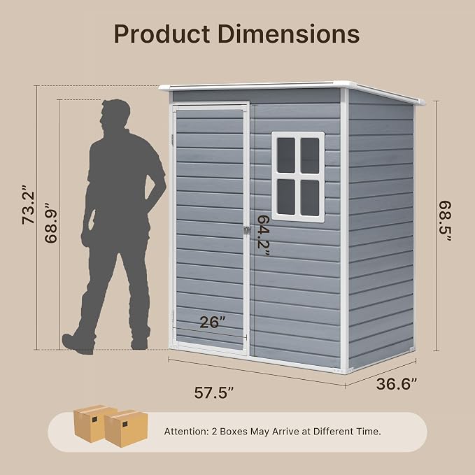 Gizoon 5x3 FT Outdoor Storage Shed - Image 4