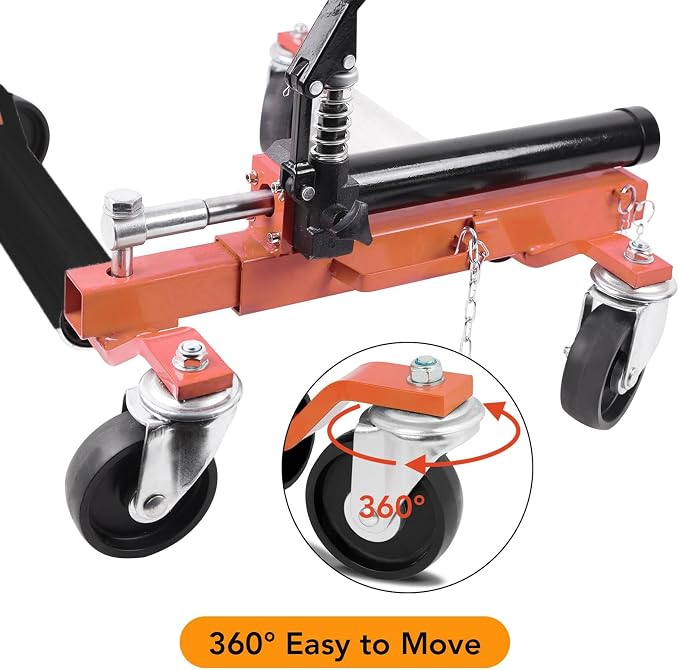 4 Pcs Car Wheel Dolly with Hydraulic Tire Jack, 1500LBS Capacity Trailer Dolly - Image 4