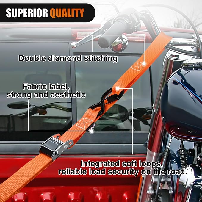 Nilight Motorcycle Tie Down Straps 1.5”×8’ Heavy Duty Cambuckle - Image 5