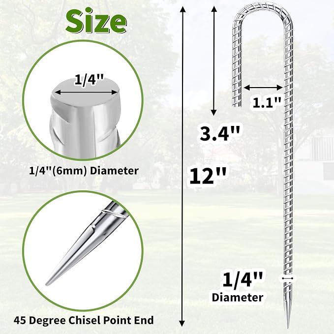 12 inch Stakes Heavy Duty 100-Pack J Hook Metal Fence Stake - Image 2