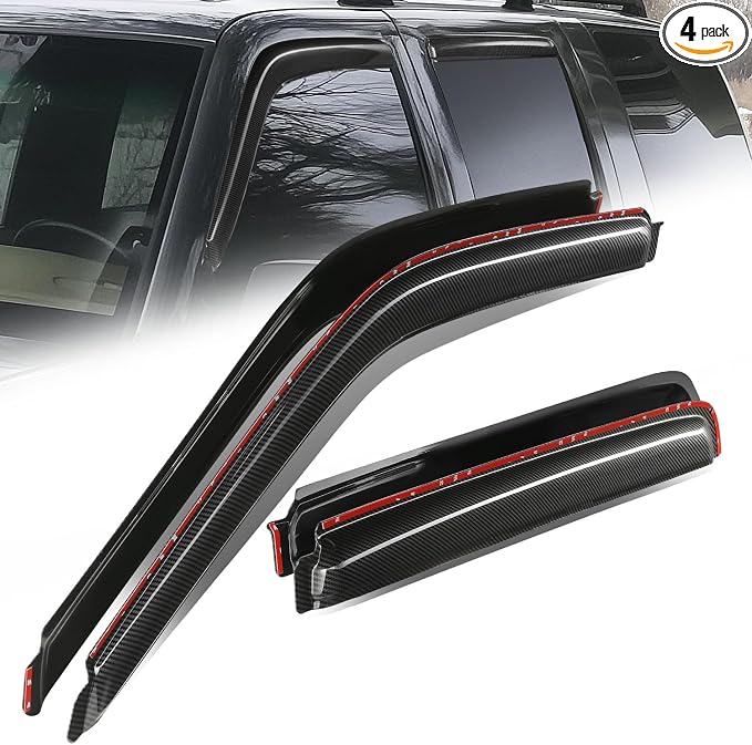 Auto Dynasty 4Pcs Carbon Fiber Pattern Window Visors Compatible by AutoDynasty