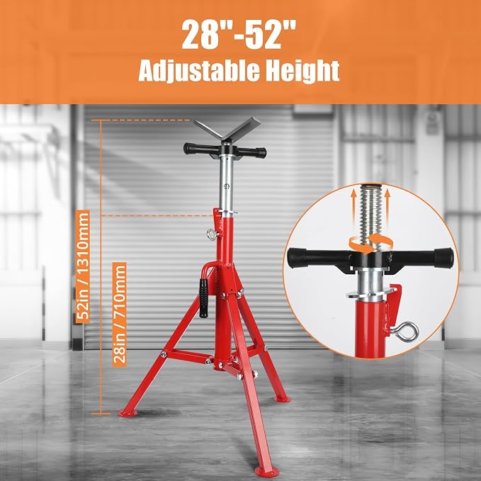 V-Head Pipe Jack Stand, 2500 Lbs Heavy-Duty Steel Pipe Stand - Image 5