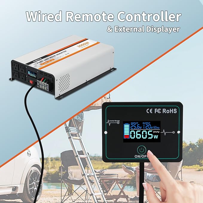 3000 Watt Pure Sine Wave Inverter 24V DC to 120V AC Converter - Image 2