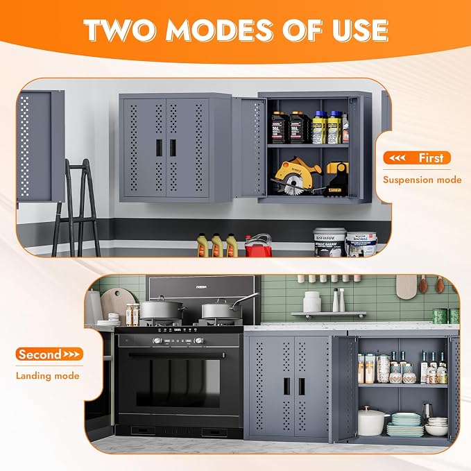 Metal Wall Storage Cabinet Steel Wall Mounted Garage Storage Cabinet - Image 7