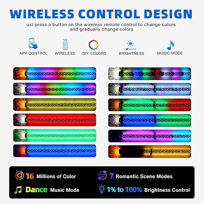 2Pack 3FT Fat Whip Lights, RGB Led Whip Lights - Image 2