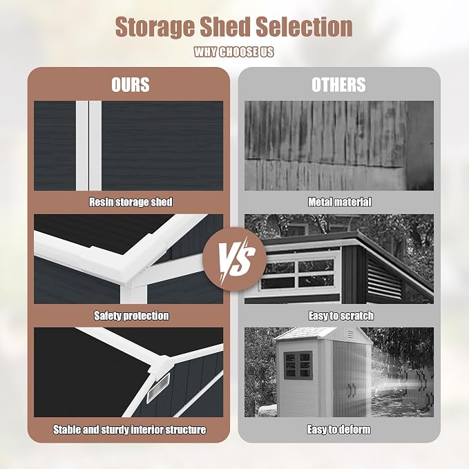 8x7 FT Outdoor Storage Resin Shed - Image 5