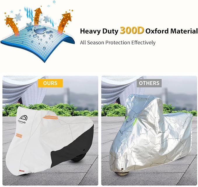 Coverado Motorcycle Cover Waterproof, All Weather Protection Outdoor Full - Image 4
