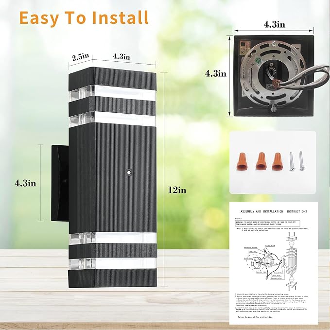 tewei 6 Pack Dusk to Dawn Outdoor Lighting, Modern Black Exterior Light - Image 7
