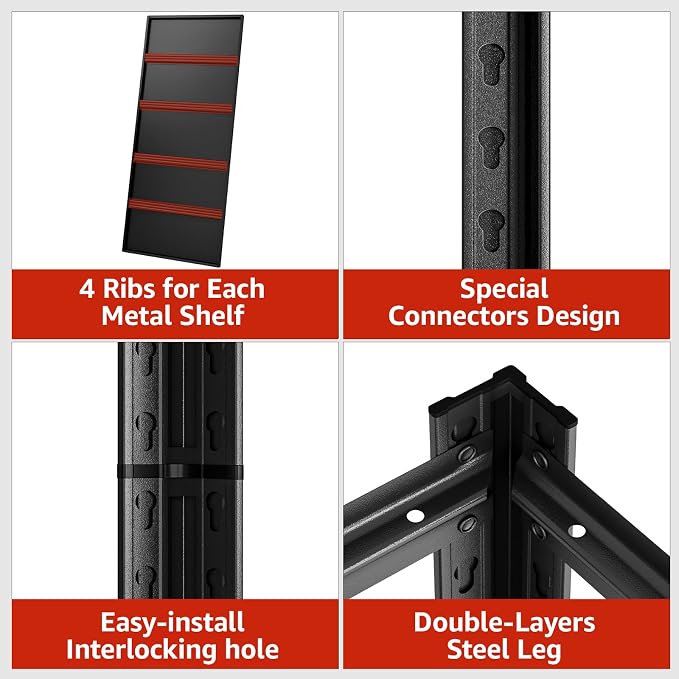 5 Tier Metal Shelving Unit, Heavy Duty Garage Shelves - Image 7
